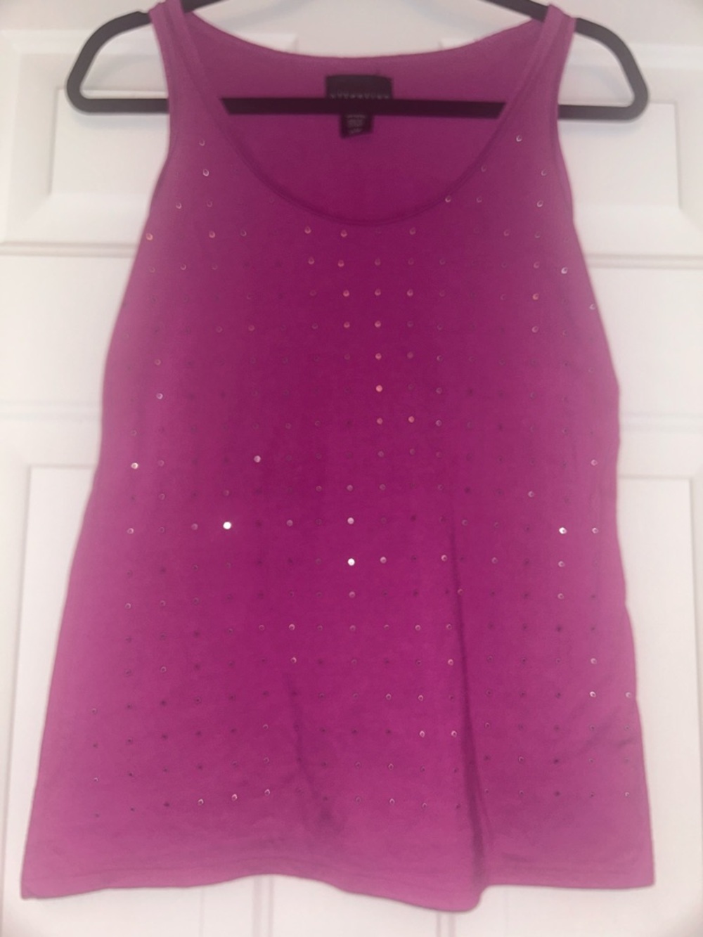 Studded Tank Top M Magenta Silver Vintage Casual Glam Lagenlook
